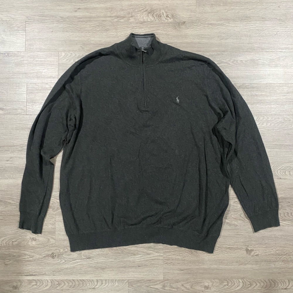 Men's Polo Ralph Lauren Quarter Zip Pullover Sweater 2XLT‎ Gray